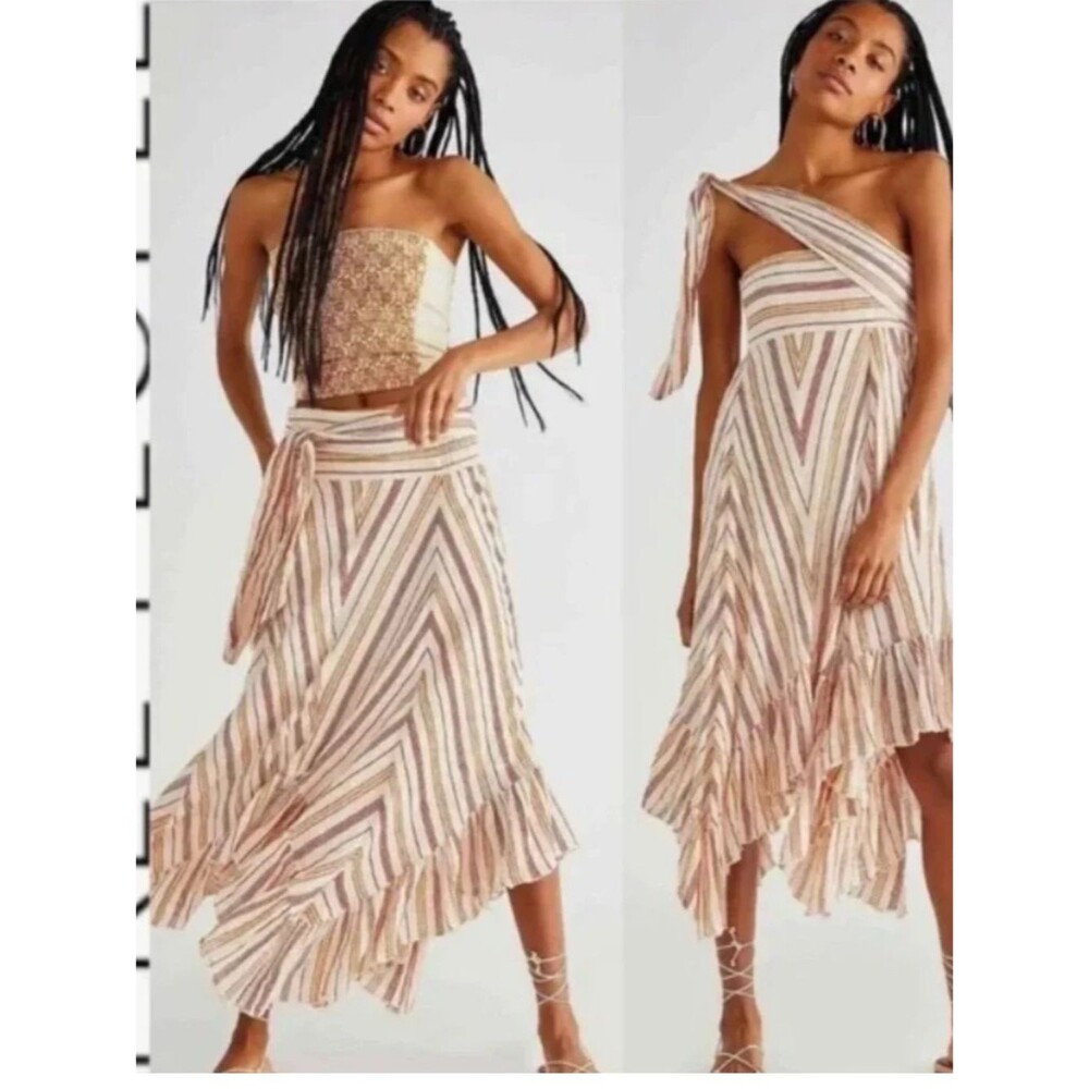 Free People Giselle Skirt/dress Ivory stripe Size Small